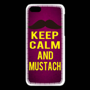 Coque iPhone 5C Keep Calm and Mustach Rose