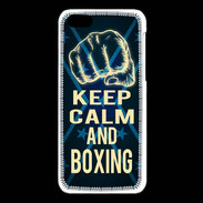 Coque iPhone 5C Keep Calm and Boxing Bleu