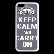 Coque iPhone 5C Keep Calm and Carry on Gris