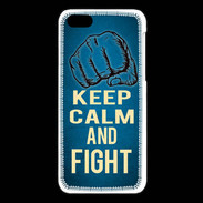 Coque iPhone 5C Keep Calm and Fight Bleu