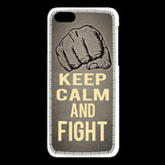 Coque iPhone 5C Keep Calm and Fight Gris