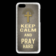 Coque iPhone 5C Keep Calm and Pray Christian Gris