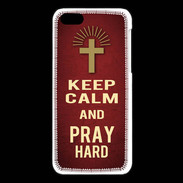 Coque iPhone 5C Keep Calm and Pray Christian Rouge