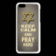 Coque iPhone 5C Keep Calm and Pray jewish Gris
