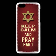 Coque iPhone 5C Keep Calm and Pray jewish Rouge