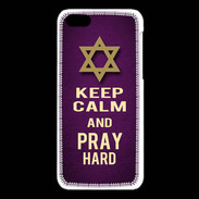 Coque iPhone 5C Keep Calm and Pray jewish Violet