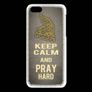 Coque iPhone 5C Keep Calm and Pray Muslim Gris
