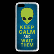 Coque iPhone 5C Keep Calm and Wait Alien Bleu