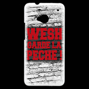 Coque HTC One Wesh garde la pèche Rouge