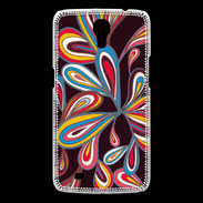 Coque Samsung Galaxy Mega Flower power sur fond noir