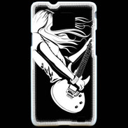 Coque Samsung Galaxy S2 Musicienne guitare électrique en noir et blanc