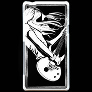 Coque Sony Xperia T Musicienne guitare électrique en noir et blanc