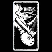 Coque Sony Xperia Z Musicienne guitare électrique en noir et blanc
