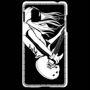 Coque LG Optimus G Musicienne guitare électrique en noir et blanc