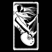 Coque LG Optimus L9 Musicienne guitare électrique en noir et blanc
