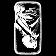 Coque HTC One SV Musicienne guitare électrique en noir et blanc