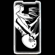 Coque LG P990 Musicienne guitare électrique en noir et blanc