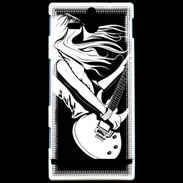 Coque Sony Xperia U Musicienne guitare électrique en noir et blanc