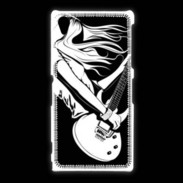 Coque Sony Xpéria Z1 Musicienne guitare électrique en noir et blanc