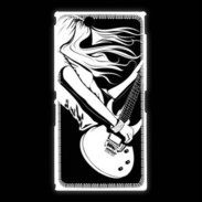 Coque Sony Xpéria Z Ultra Musicienne guitare électrique en noir et blanc