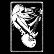 Etui carte bancaire Musicienne guitare électrique en noir et blanc