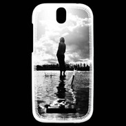 Coque HTC One SV Personnage en noir et blanc PR