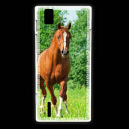 Coque Huawei Ascend P2 Cheval arabe robe marron et blanche