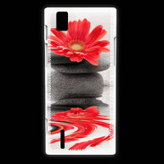 Coque Huawei Ascend P2 Fleurs et galet