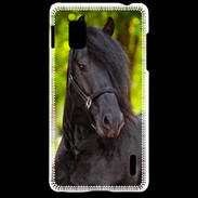 Coque LG Optimus G Portrait de cheval noir 10
