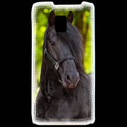 Coque LG P990 Portrait de cheval noir 10