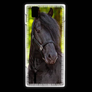 Coque Huawei Ascend P2 Portrait de cheval noir 10