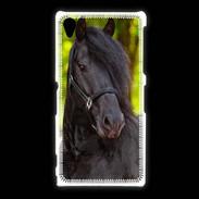 Coque Sony Xpéria Z1 Portrait de cheval noir 10