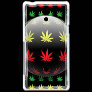 Coque Sony Xperia T Effet cannabis sur fond noir