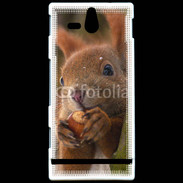 Coque Sony Xperia U Portrait d'un écureuil avec une noisette