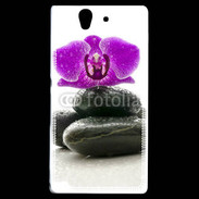 Coque Sony Xperia Z Orchidée violette sur galet noir