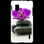 Coque LG Optimus G Orchidée violette sur galet noir