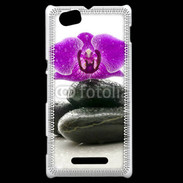 Coque Sony Xperia M Orchidée violette sur galet noir