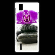 Coque Huawei Ascend P2 Orchidée violette sur galet noir