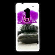 Coque HTC One Max Orchidée violette sur galet noir