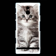 Coque Sony Xperia P Chaton gris 