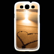 Coque Samsung Galaxy S3 Coeur sur la plage avec couché de soleil