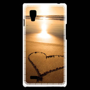 Coque LG Optimus L9 Coeur sur la plage avec couché de soleil