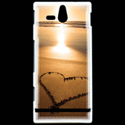 Coque Sony Xperia U Coeur sur la plage avec couché de soleil