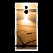 Coque Sony Xperia P Coeur sur la plage avec couché de soleil