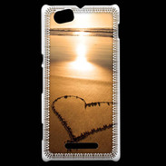 Coque Sony Xperia M Coeur sur la plage avec couché de soleil