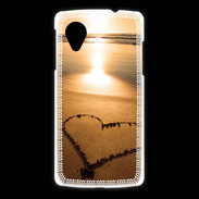 Coque LG Nexus 5 Coeur sur la plage avec couché de soleil