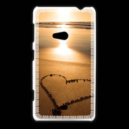 Coque Nokia Lumia 625 Coeur sur la plage avec couché de soleil