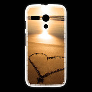 Coque Motorola G Coeur sur la plage avec couché de soleil