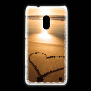 Coque Nokia Lumia 620 Coeur sur la plage avec couché de soleil