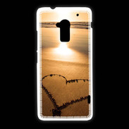 Coque HTC One Max Coeur sur la plage avec couché de soleil